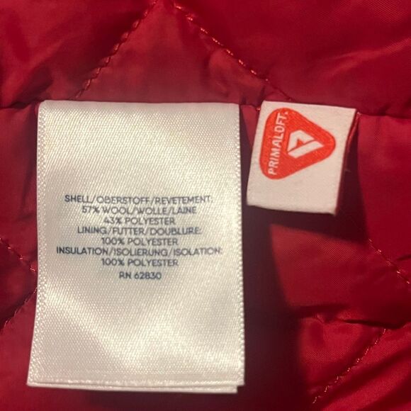 Lands End Woman’s Red Wool Zip Front Coat High Collar Sz 16P - Picture 6 of 8